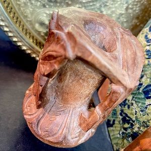 vintage hand carved wood vase